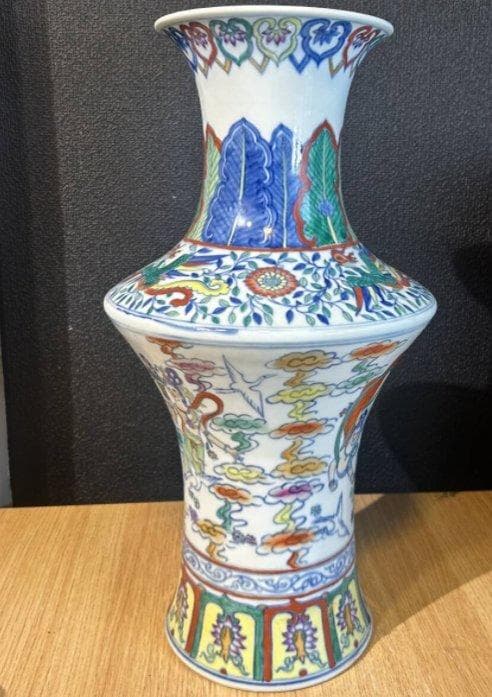 S8015　大清擁正年製　五彩　大花瓶　花瓶　花器　中国花瓶　中国古美術