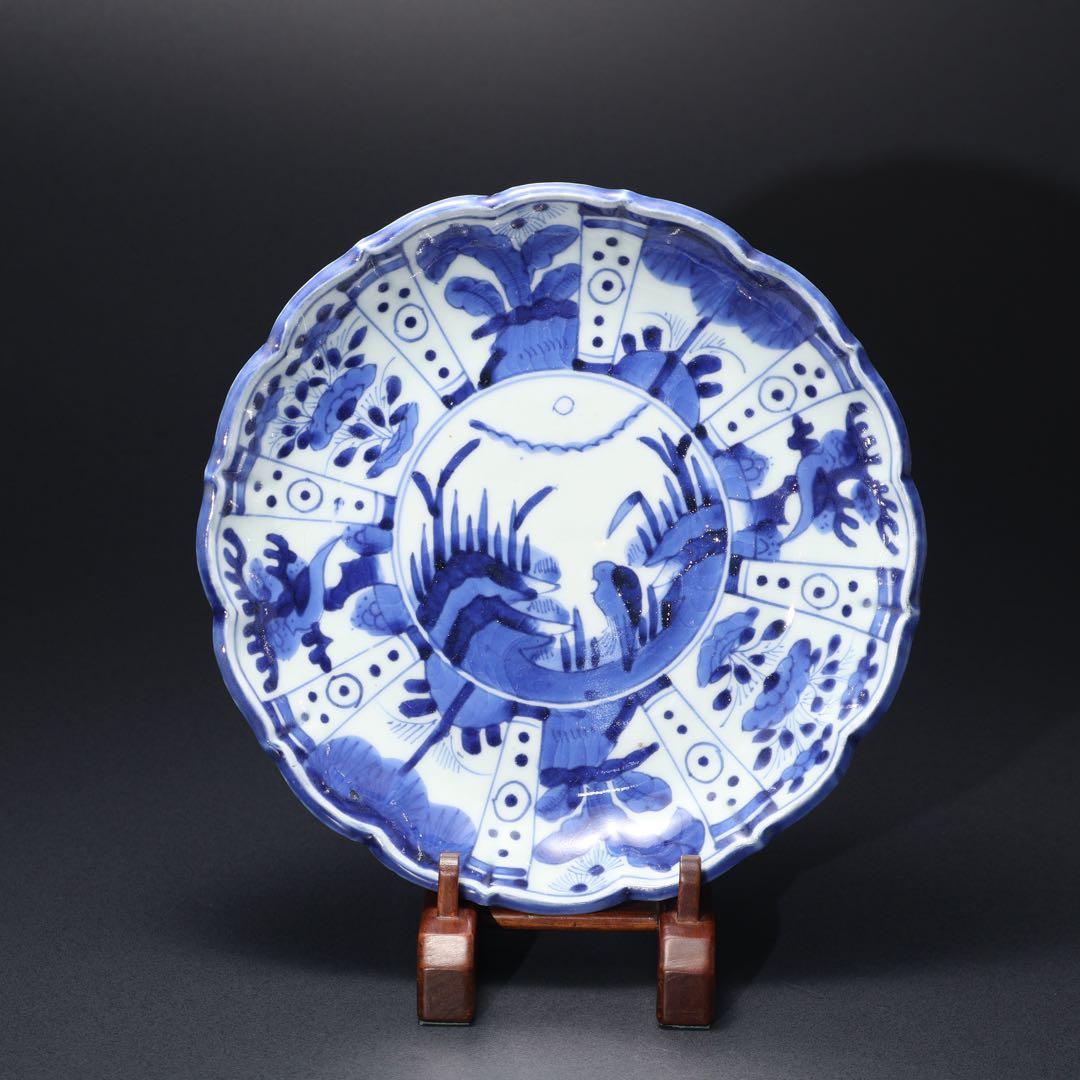 伊万里染付花鳥図七寸皿　∅21㎝　骨董　古伊万里　R0027w3B3