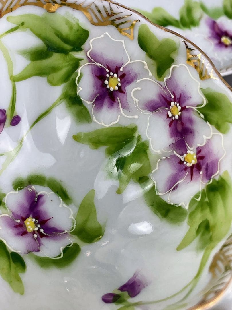 【美品】オールドノリタケ パンジー紋 ティーセット ビオラ 三つ脚 猫足