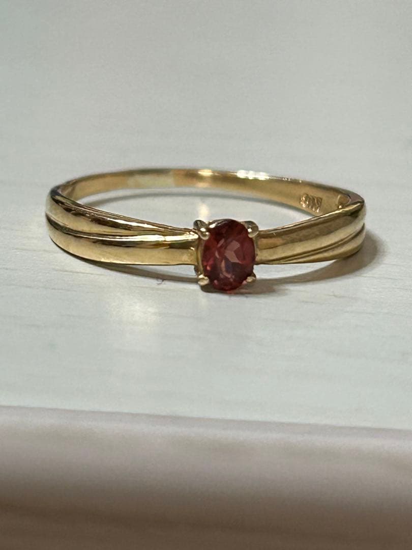 K18 ゴールド ガーネットリング12号