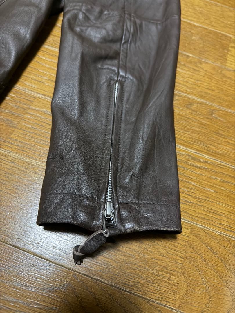 【美品】Uniqlo 羊革 ラムレザー シングルライダース ダブルジップ XL