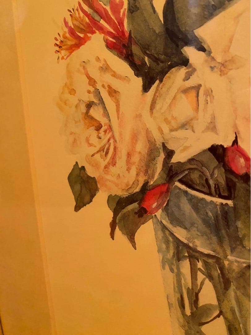 橋本不二子 リトグラフ ブーケ 薔薇 額縁 インテリアp