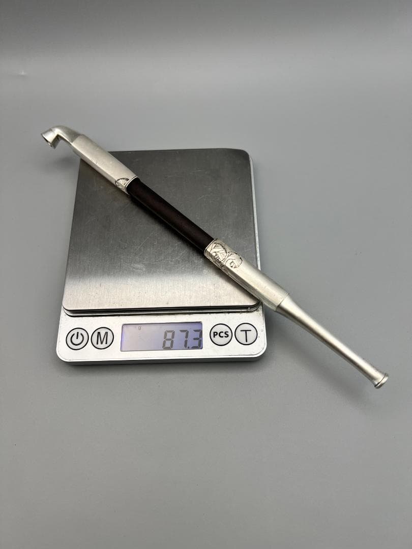【海】レア　銀煙管　キセル　純銀刻印　手彫　銀細工　アンティーク　重量約87g