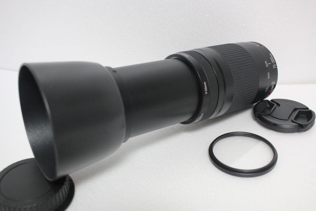 極上品☆フード付☆迫力の300㎜☆キャノン Canon EF75-300㎜ ☆