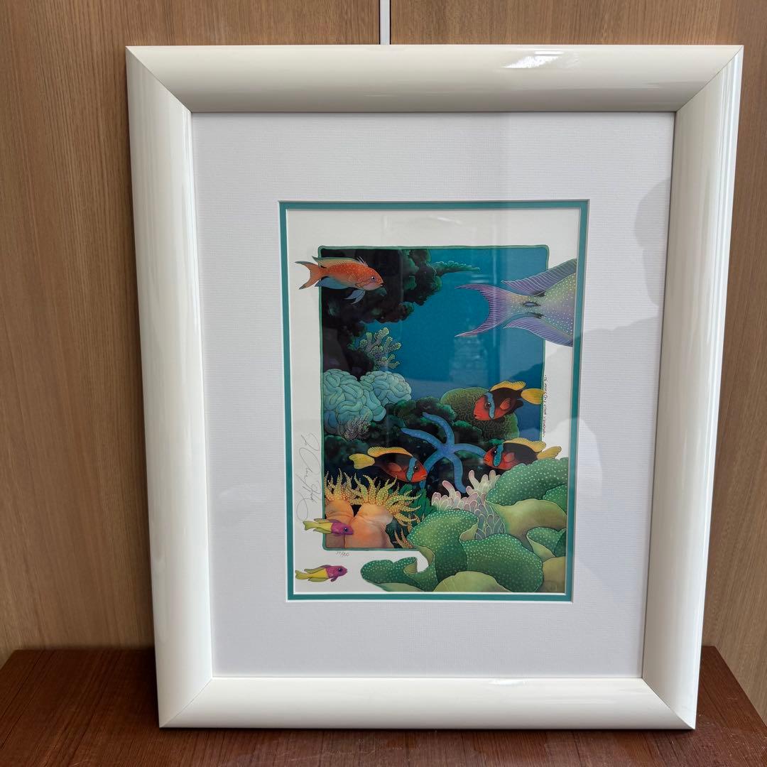 DA1418 ジョアンフック　絵画　リトグラフ　絵画　魚　絵