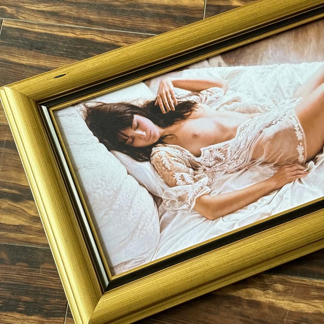 官能美女 人物画 超セクシー美人画 油彩 印刷複製画 工芸画 絵画 額装 F