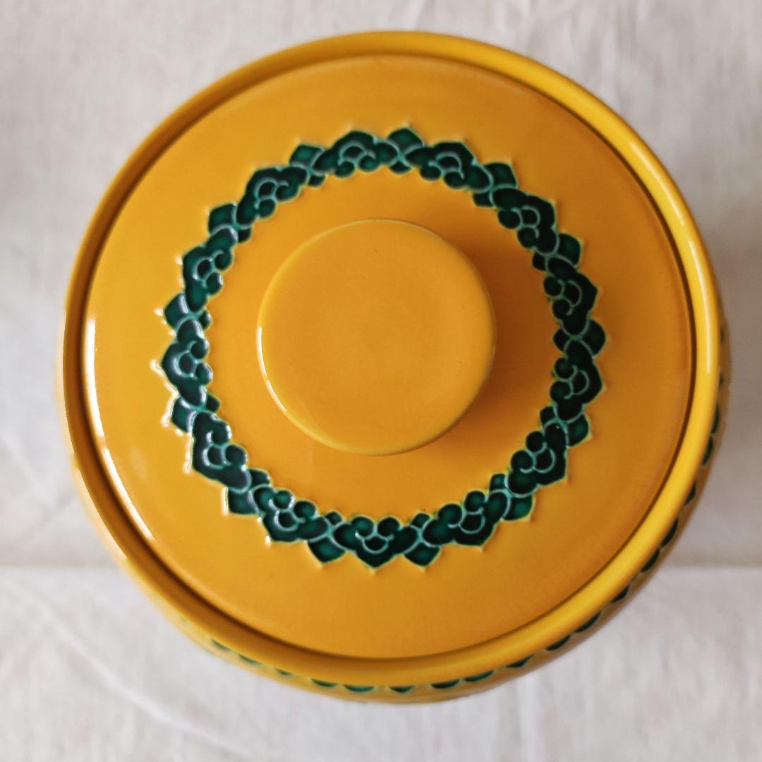 茶道具◆黄交趾松唐草文皆具◆赤澤露石造