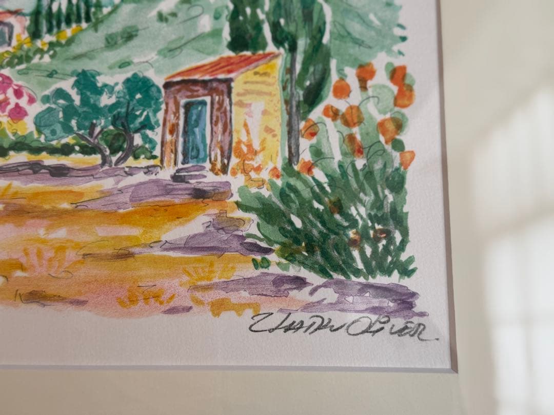 風景画 作家 オリバー 作品名 糸杉のある242/250 額サイズ55x43c