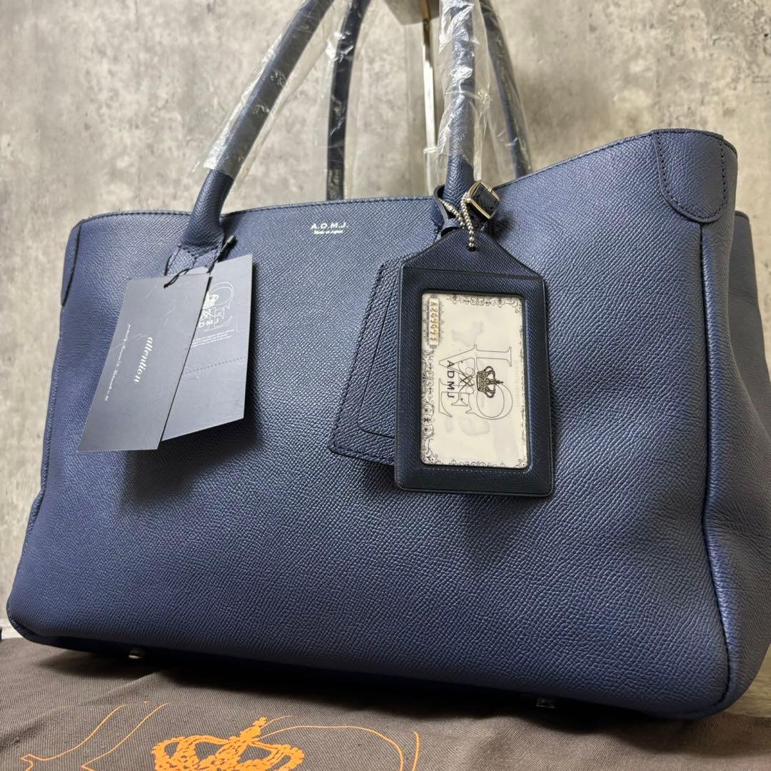未使用 ADMJ エーディーエムジェイ シュリンクレザー トートバッグ