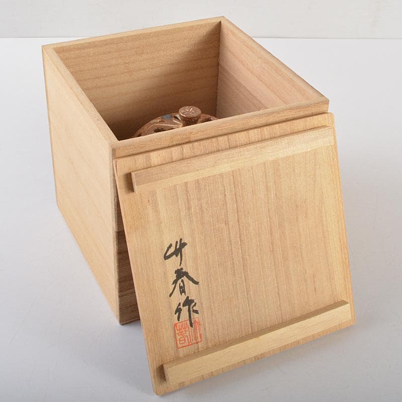 肥前　くろかみ窯　小野竹春作　花文　香炉　共箱　C　R7327