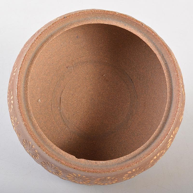 肥前　くろかみ窯　小野竹春作　花文　香炉　共箱　C　R7327