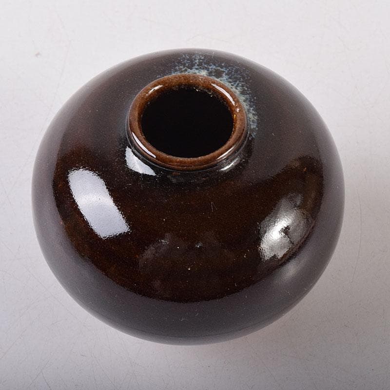 茶道具　京焼　清閑寺窯　杉田祥平造　国司茄子　茶入　仕覆付　共箱　V　8093