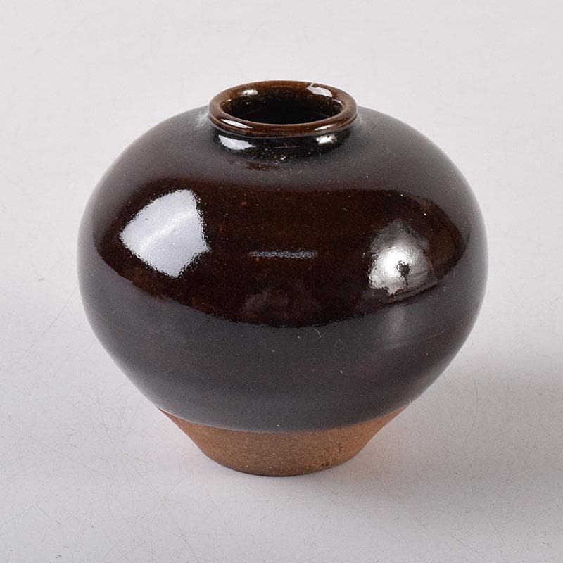 茶道具　京焼　清閑寺窯　杉田祥平造　国司茄子　茶入　仕覆付　共箱　V　8093