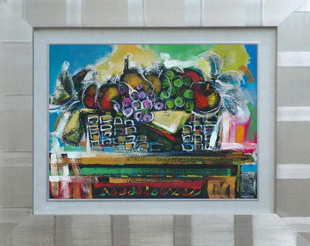 油絵 菅家令子 絵 絵画 インテリア uF6-120109 静物 果物