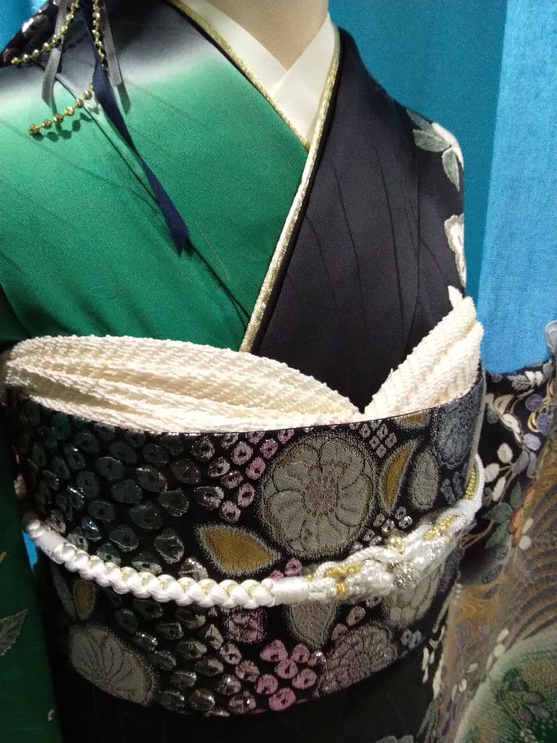 振袖フルセット、正絹絞り辻が花、成人式、重ね衿、帯揚げ帯締め、膨れ袋帯、襦袢