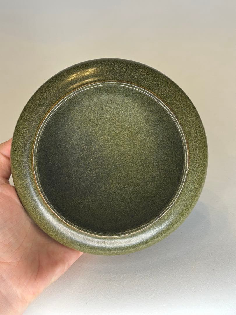 中国 清代光緒期 茶葉末釉 筆洗 オリーブ釉 文房 古美術 骨董品