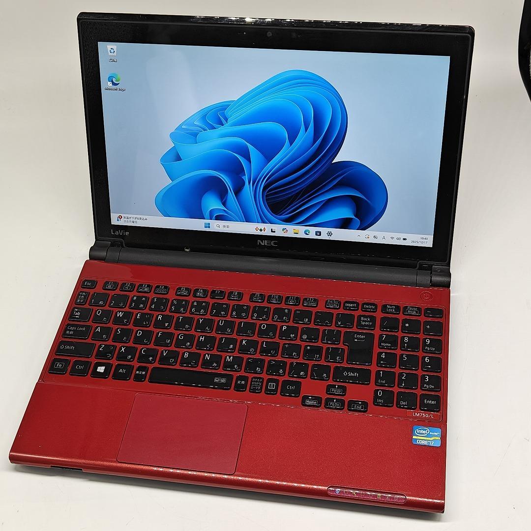 【NEC】LAVIE 高性能i7 SSD256GB 8GB レッド ノートPC