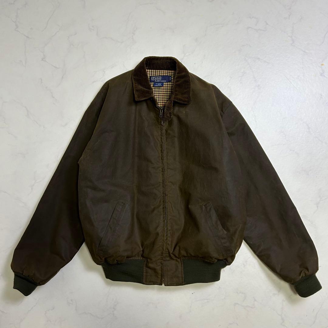 【USA製】ポロラルフローレン オイルド スイングトップ コーデュロイ襟 M