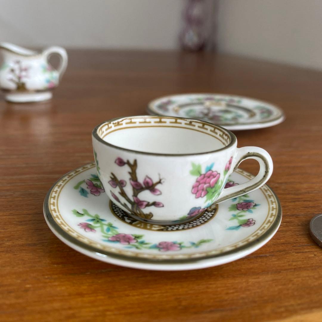 希少　コールポート インディアンツリー　カラード　ミニチュア　ティーセット