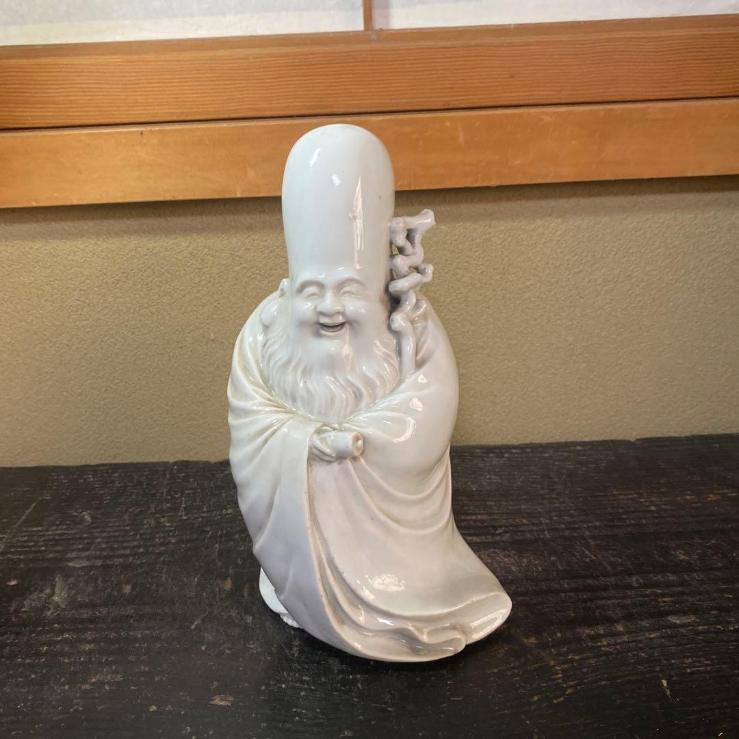 中国古玩　白磁福禄寿人物置物