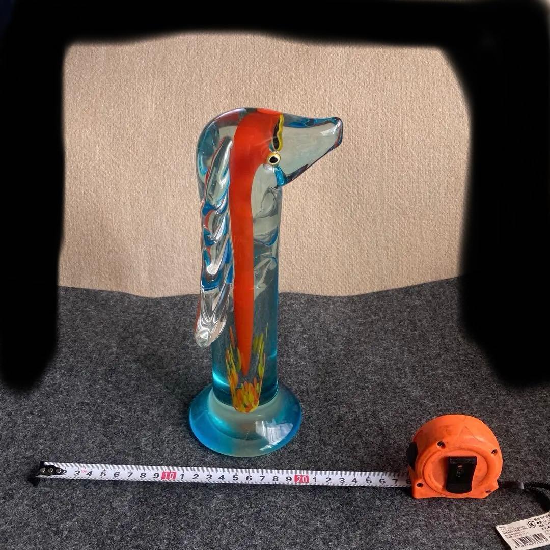 ガラス　犬の置物　レトロ