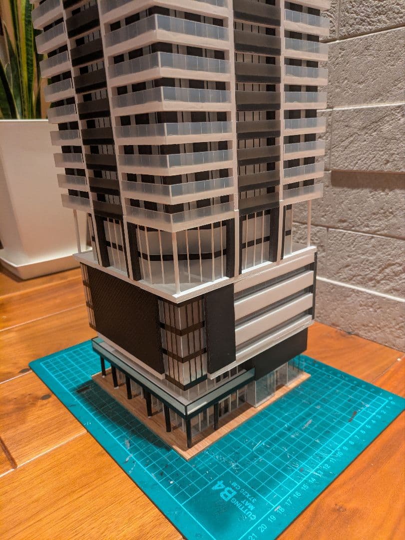 Nゲージ　自作ストラクチャー　高層マンション　タワマン　ジオラマ