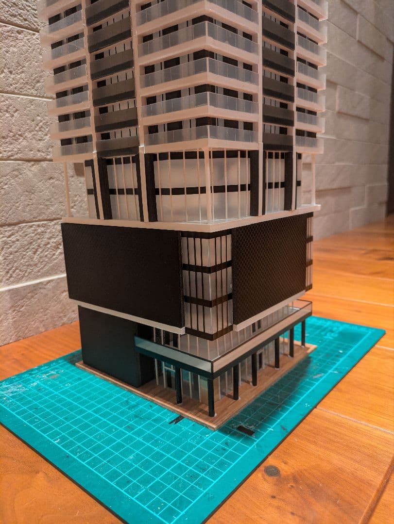 Nゲージ　自作ストラクチャー　高層マンション　タワマン　ジオラマ