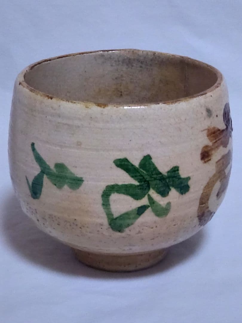 茶道具　時代物　京焼　景堂銘　花押入　抹茶碗 金継ぎあり