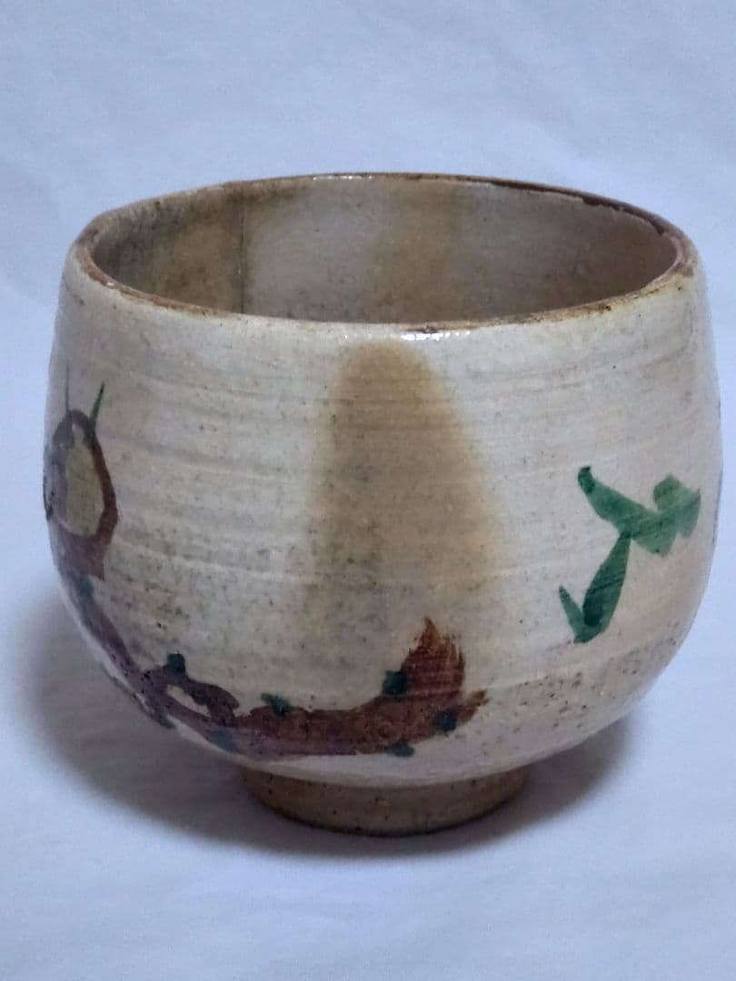 茶道具　時代物　京焼　景堂銘　花押入　抹茶碗 金継ぎあり