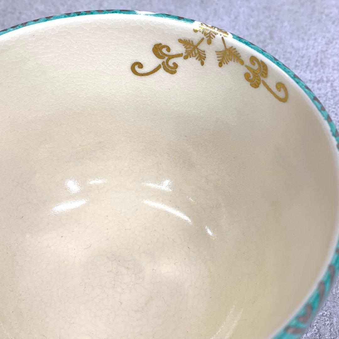 茶碗 平安御室窯 銀菱 唐草苗 茶道具 抹茶 和食器 茶の湯 骨董
