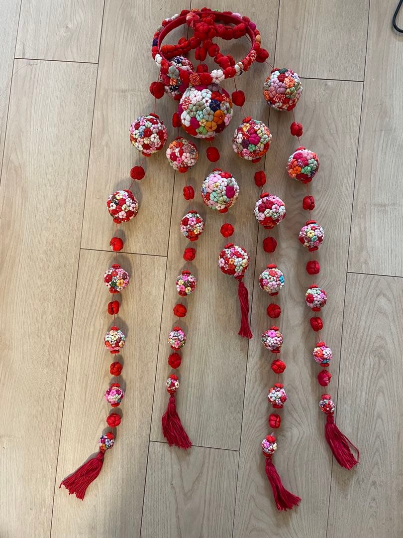 【希少レア】　ちりめん細工　吊るし飾り　雛飾り　縮緬　手毬 　七宝毬　手づくり