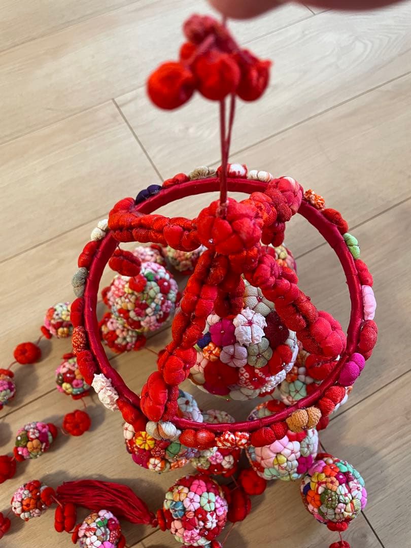 【希少レア】　ちりめん細工　吊るし飾り　雛飾り　縮緬　手毬 　七宝毬　手づくり