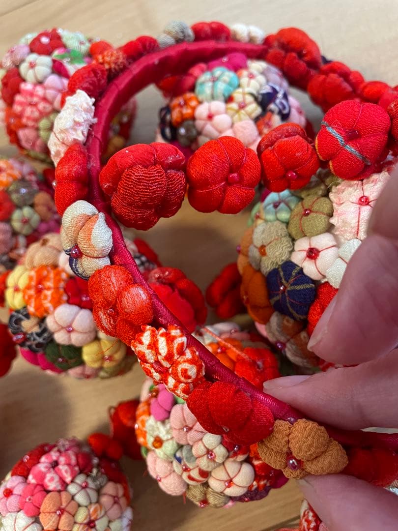 【希少レア】　ちりめん細工　吊るし飾り　雛飾り　縮緬　手毬 　七宝毬　手づくり