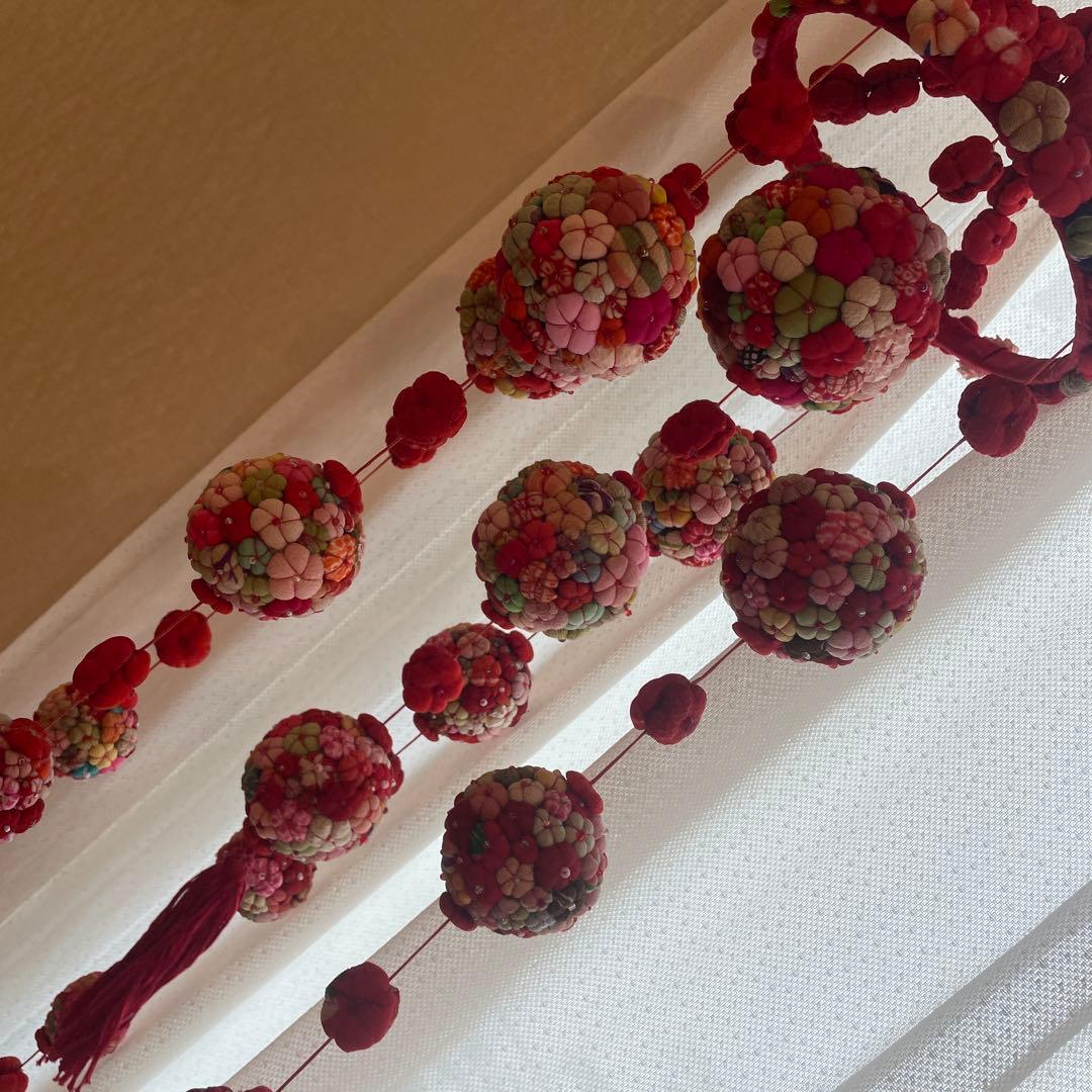 【希少レア】　ちりめん細工　吊るし飾り　雛飾り　縮緬　手毬 　七宝毬　手づくり