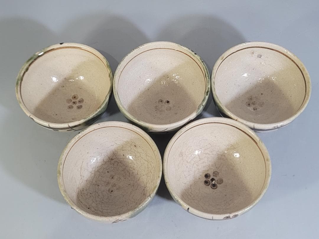 DT392 青織部 碗 五件 共箱 時代物