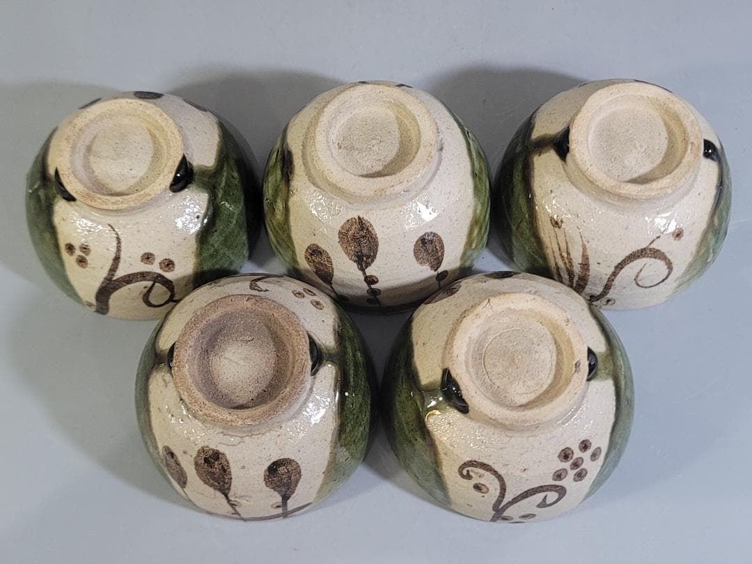 DT392 青織部 碗 五件 共箱 時代物