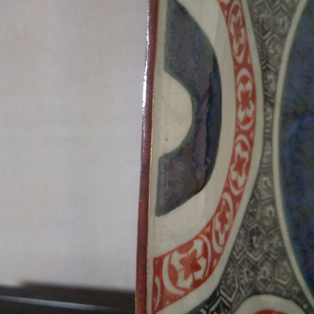 ！古九谷 様式九角大皿 青手！