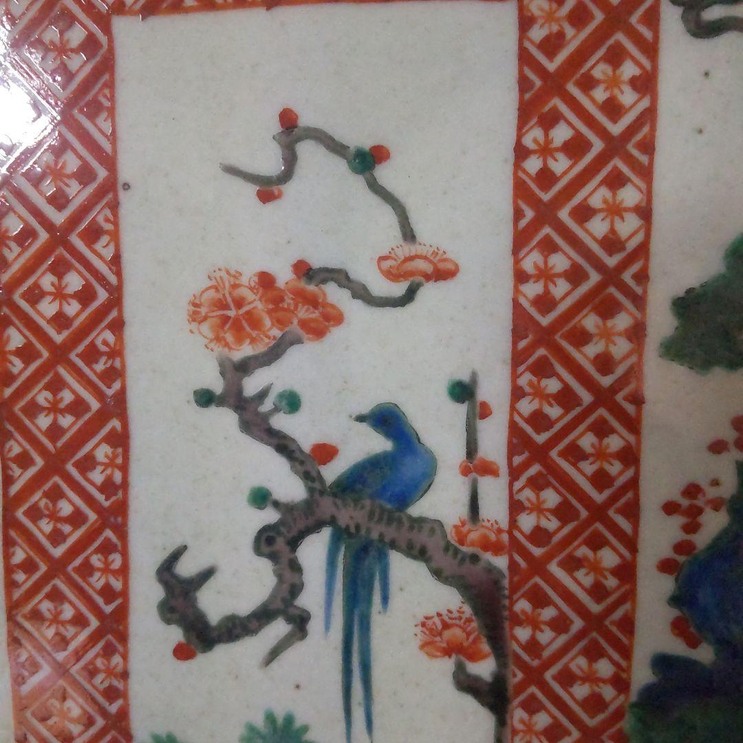 ！古九谷 様式九角大皿 青手！