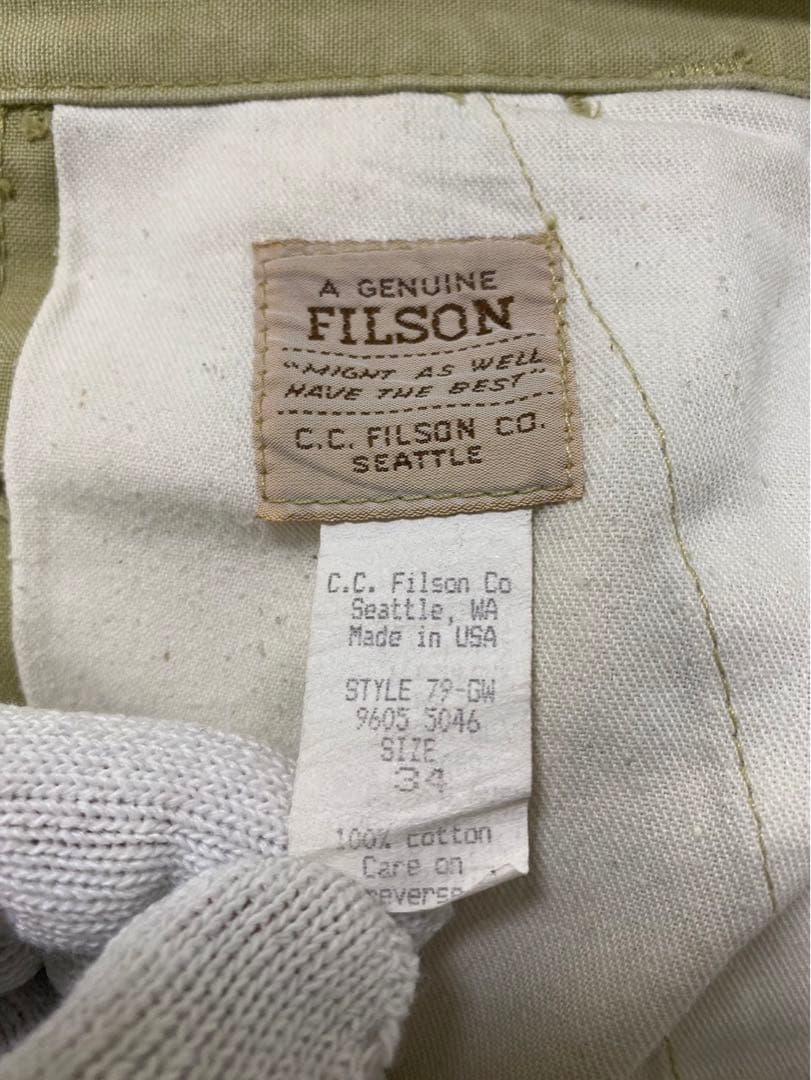 美品　古着　90's FILSON チノパン　34インチ　タロンジップ