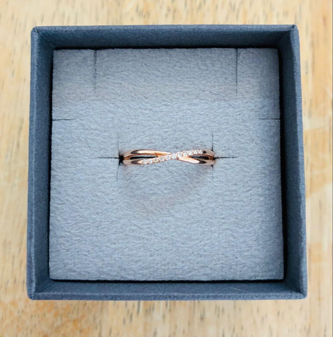 ローズゴールド インフィニティリング ストーン付き