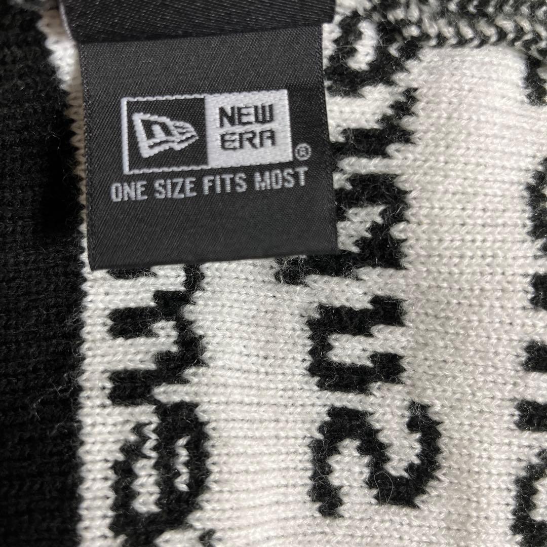 Supreme ロゴニット帽 ブラック/ホワイト