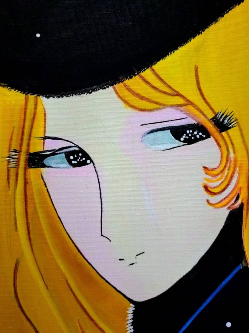 【F6号】松本零士【銀河鉄道999】手描き作品/表裏サイン/油彩/アクリル/額縁