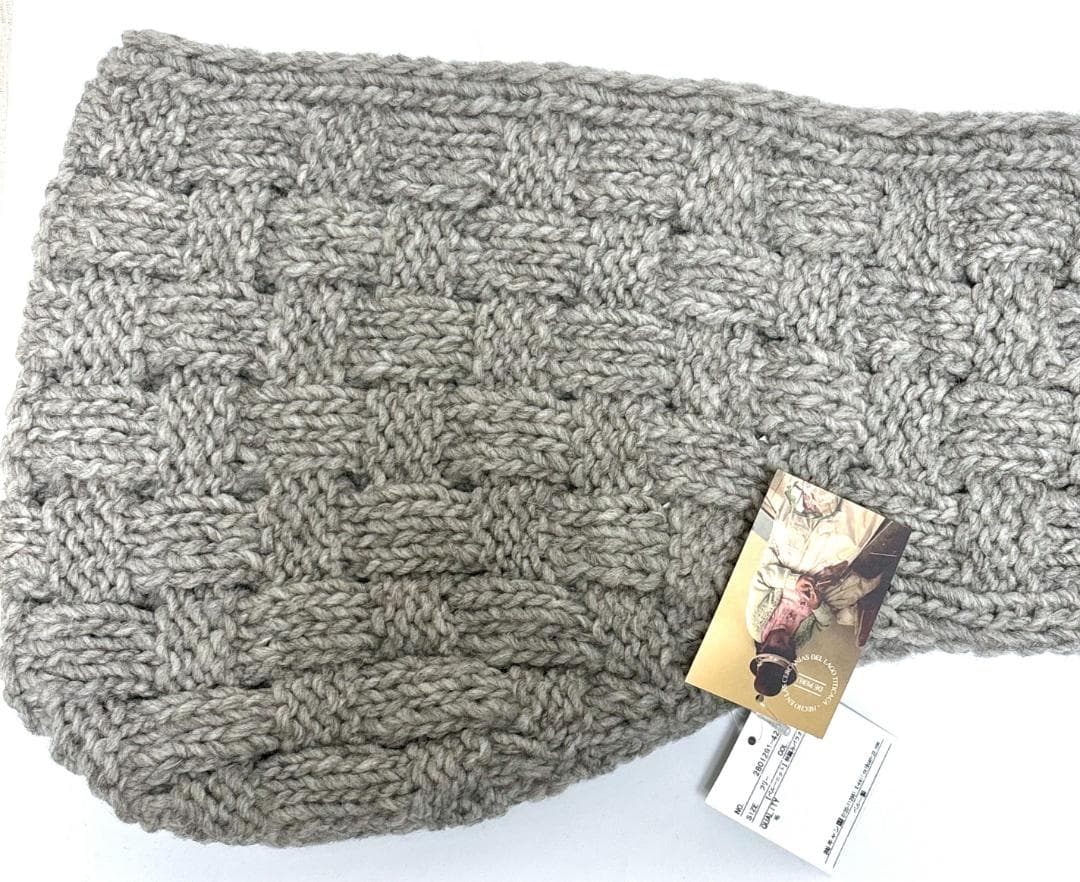 【未使用・ツハル】ペルーニット❀柄編みバラクラバ❀グレー❀TSUHARU