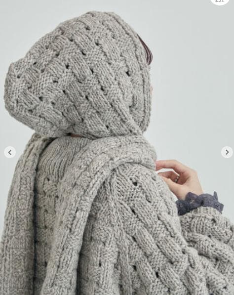 【未使用・ツハル】ペルーニット❀柄編みバラクラバ❀グレー❀TSUHARU