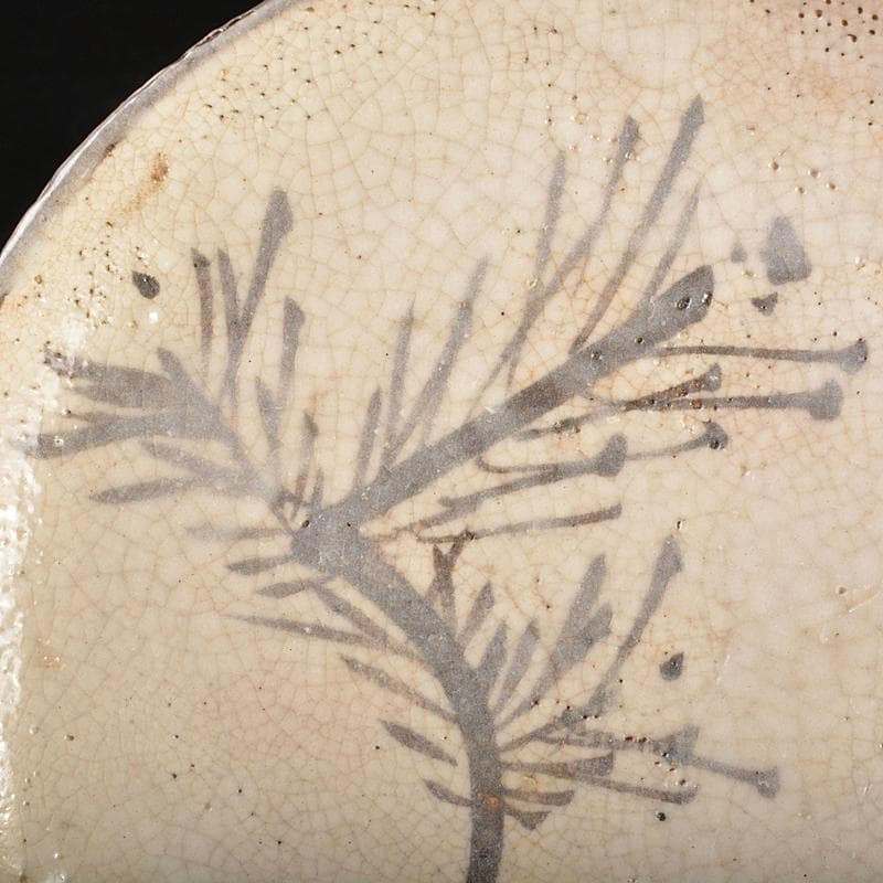 和食器　志野焼　絵志野　大橋秋二作　松文　銘々皿　五客　共箱　V　R7415