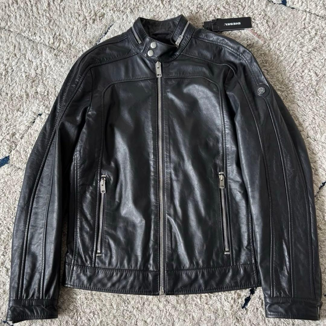 【タグあり✨】ディーゼル　レザージャケット　ライダース　シングル　ブラック　牛革