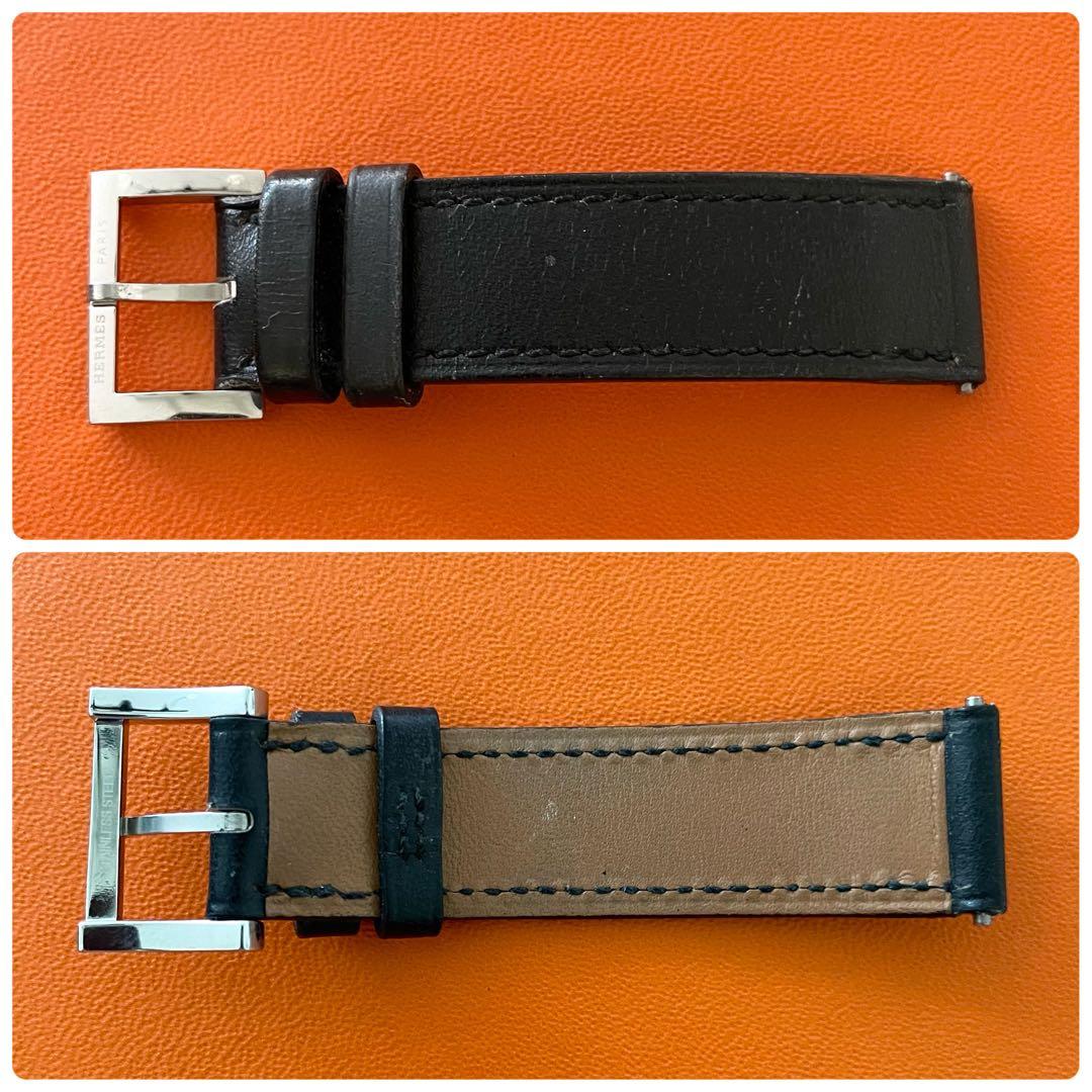HERMES エルメス　腕時計　純正　ベルト　17mm用　ブラック　レザー □E