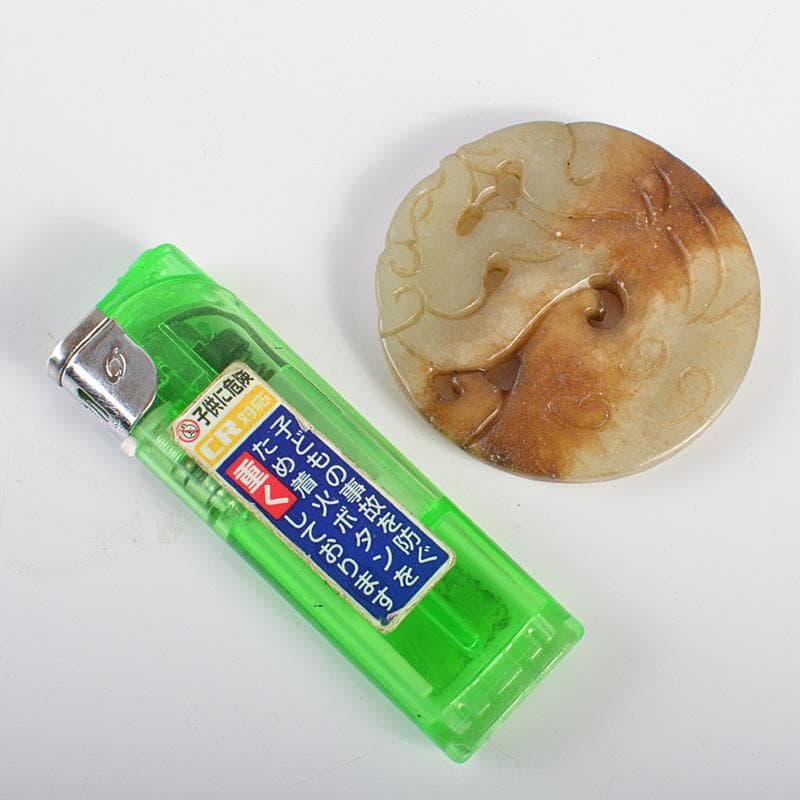 中国　玉石彫刻　神獣雕　玉器　玉牌　根付　C　R7136E