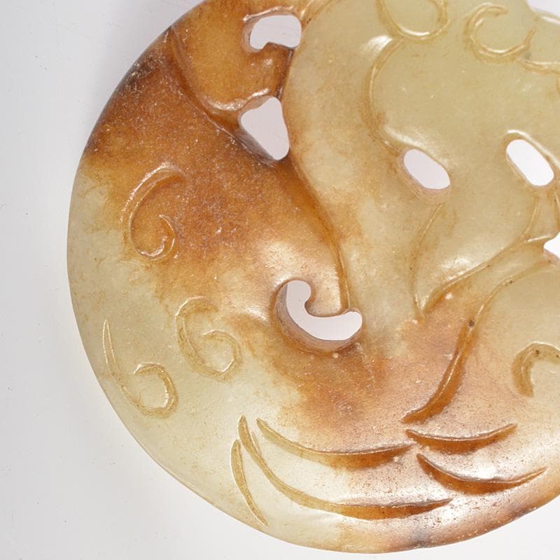 中国　玉石彫刻　神獣雕　玉器　玉牌　根付　C　R7136E