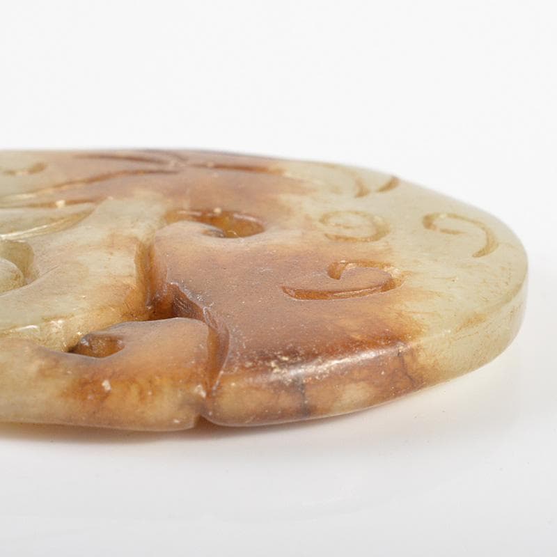 中国　玉石彫刻　神獣雕　玉器　玉牌　根付　C　R7136E